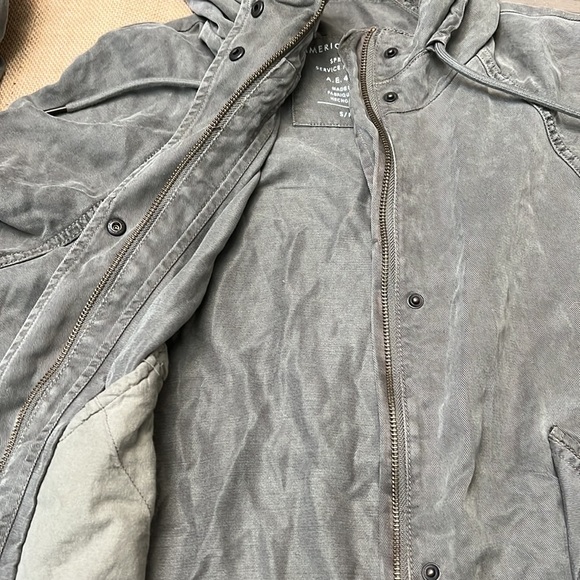 AE UTILITY FIELD JACKET LYOCELL HOODED ZIP/SNAP MILITARY GREEN SMALL - Picture 12 of 16